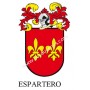 Llavero heráldico - ESPARTERO - Personalizado con apellido, escudo de la familia y breve descripción del origen genealógico.