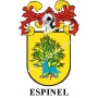 Llavero heráldico - ESPINEL - Personalizado con apellido, escudo de la familia y breve descripción del origen genealógico.