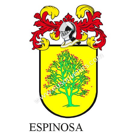 Llavero heráldico - ESPINOSA - Personalizado con apellido, escudo de la familia y breve descripción del origen genealógico.
