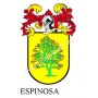 Llavero heráldico - ESPINOSA - Personalizado con apellido, escudo de la familia y breve descripción del origen genealógico.
