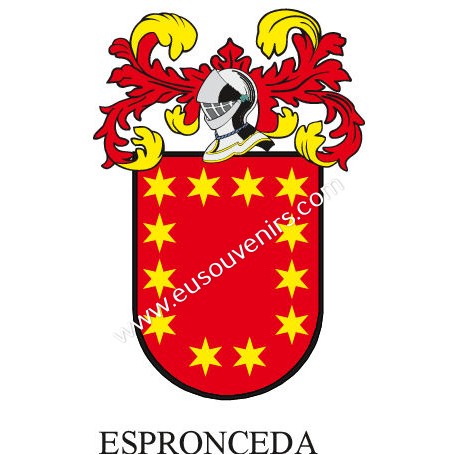 Llavero heráldico - ESPRONCEDA - Personalizado con apellido, escudo de la familia y breve descripción del origen genealógico.