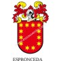 Llavero heráldico - ESPRONCEDA - Personalizado con apellido, escudo de la familia y breve descripción del origen genealógico.