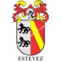 Heraldic keychain - ESTEVEZ - Personalized with surname, family crest and brief description of the genealogical origin.