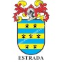 Llavero heráldico - ESTRADA - Personalizado con apellido, escudo de la familia y breve descripción del origen genealógico.