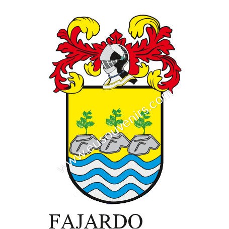 Llavero heráldico - FAJARDO - Personalizado con apellido, escudo de la familia y breve descripción del origen genealógico.
