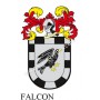 Heraldic keychain - FALCON - Personalized with surname, family crest and brief description of the genealogical origin.