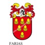 Porte-clés héraldique - FARIAS - Personnalisé avec le nom, l'écusson de la famille et une brève description de l'origine généalo