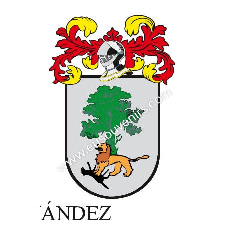 Porte-clés héraldique - FERNANDEZ - Personnalisé avec le nom, l'écusson de la famille et une brève description de l'origine géné