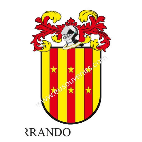 Heraldic keychain - FERRANDO - Personalized with surname, family crest and brief description of the genealogical origin.