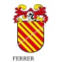 Llavero heráldico - FERRER - Personalizado con apellido, escudo de la familia y breve descripción del origen genealógico.