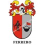 Heraldic keychain - FERRERO - Personalized with surname, family crest and brief description of the genealogical origin.