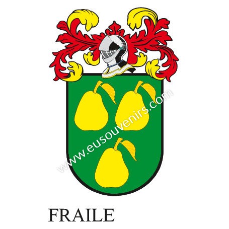 Porte-clés héraldique - FRAILE - Personnalisé avec le nom, l'écusson de la famille et une brève description de l'origine généalo