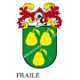 Porte-clés héraldique - FRAILE - Personnalisé avec le nom, l'écusson de la famille et une brève description de l'origine généalo
