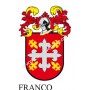 Heraldic keychain - FRANCO - Personalized with surname, family crest and brief description of the genealogical origin.