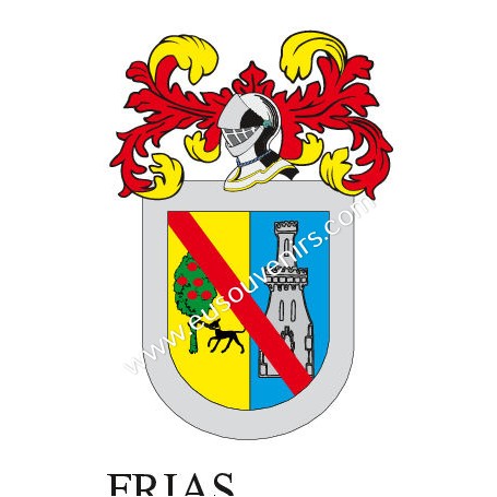 Llavero heráldico - FRIAS - Personalizado con apellido, escudo de la familia y breve descripción del origen genealógico.