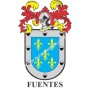 Heraldic keychain - FUENTES - Personalized with surname, family crest and brief description of the genealogical origin.