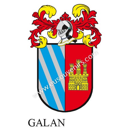 Porte-clés héraldique - GALAN - Personnalisé avec le nom, l'écusson de la famille et une brève description de l'origine généalog