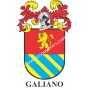 Llavero heráldico - GALIANO - Personalizado con apellido, escudo de la familia y breve descripción del origen genealógico.