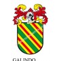 Llavero heráldico - GALINDO - Personalizado con apellido, escudo de la familia y breve descripción del origen genealógico.