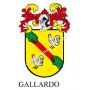 Heraldic keychain - GALLARDO - Personalized with surname, family crest and brief description of the genealogical origin.