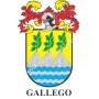 Llavero heráldico - GALLEGO - Personalizado con apellido, escudo de la familia y breve descripción del origen genealógico.