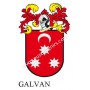 Llavero heráldico - GALVAN - Personalizado con apellido, escudo de la familia y breve descripción del origen genealógico.