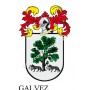 Porte-clés héraldique - GALVEZ - Personnalisé avec le nom, l'écusson de la famille et une brève description de l'origine généalo