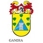 Llavero heráldico - GANDIA - Personalizado con apellido, escudo de la familia y breve descripción del origen genealógico.