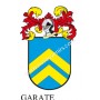 Heraldic keychain - GARATE - Personalized with surname, family crest and brief description of the genealogical origin.