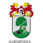 Porte-clés héraldique - GARMENDIA - Personnalisé avec le nom, l'écusson de la famille et une brève description de l'origine géné