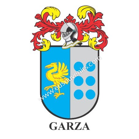 Heraldic keychain - GARZÀ - Personalized with surname, family crest and brief description of the genealogical origin.