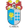 Llavero heráldico - GARZÀ - Personalizado con apellido, escudo de la familia y breve descripción del origen genealógico.