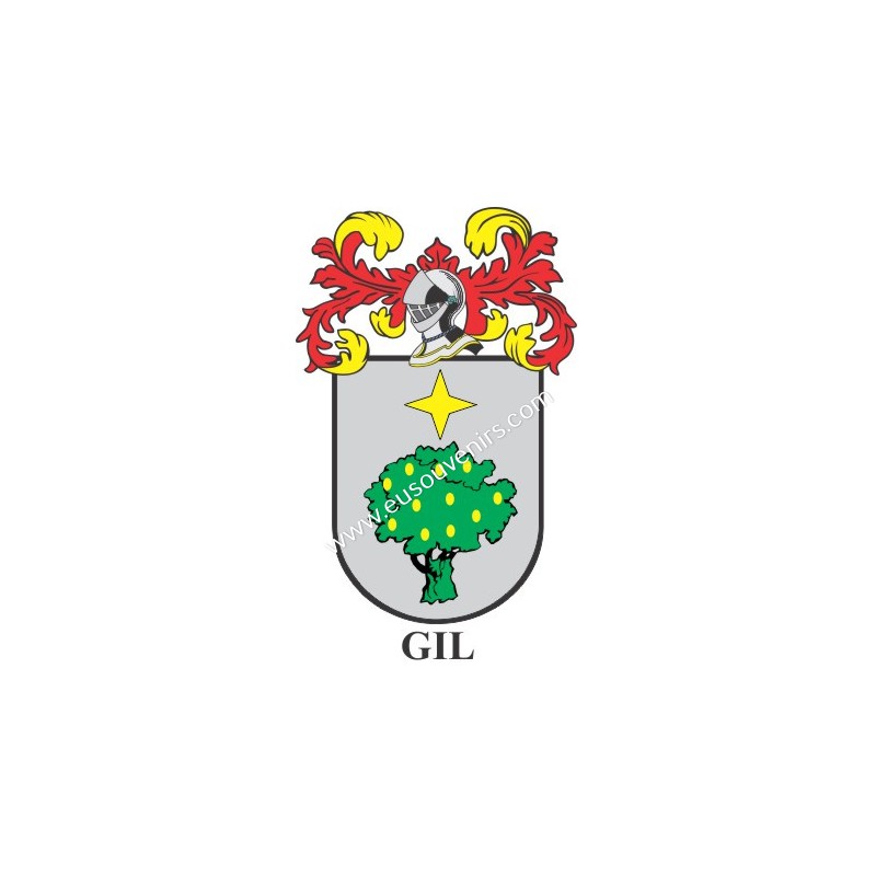 Llavero heráldico GIL Personalizado con apellido, escudo de la