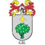 Llavero heráldico - GIL - Personalizado con apellido, escudo de la familia y breve descripción del origen genealógico.