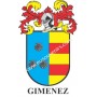 Heraldic keychain - GIMENEZ - Personalized with surname, family crest and brief description of the genealogical origin.