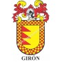 Llavero heráldico - GIRON - Personalizado con apellido, escudo de la familia y breve descripción del origen genealógico.
