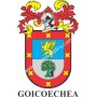 Heraldic keychain - GOICOECHEA - Personalized with surname, family crest and brief description of the genealogical origin.