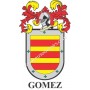 Heraldic keychain - GOMEZ - Personalized with surname, family crest and brief description of the genealogical origin.