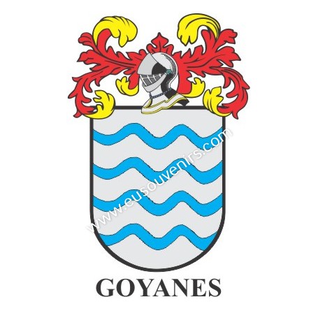 Porte-clés héraldique - GOYANES - Personnalisé avec le nom, l'écusson de la famille et une brève description de l'origine généal
