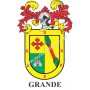 Llavero heráldico - GRANDE - Personalizado con apellido, escudo de la familia y breve descripción del origen genealógico.