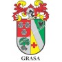 Llavero heráldico - GRASA - Personalizado con apellido, escudo de la familia y breve descripción del origen genealógico.