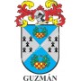 Heraldic keychain - GUZMAN - Personalized with surname, family crest and brief description of the genealogical origin.