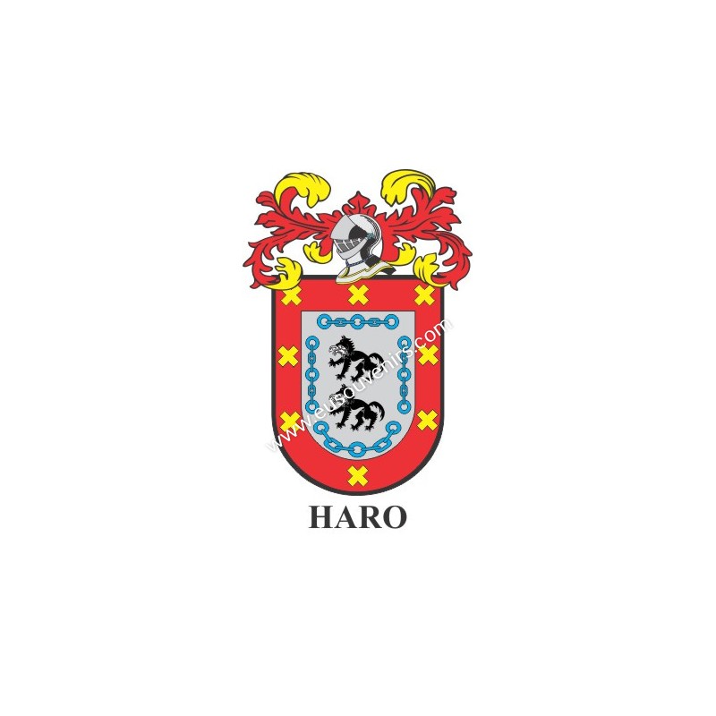 Heraldic keychain - HARO - Personalized with surname, family crest and