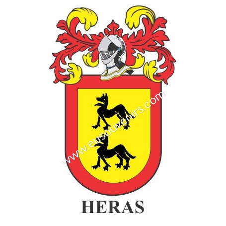 Porte-clés héraldique - HERAS - Personnalisé avec le nom, l'écusson de la famille et une brève description de l'origine généalog