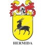 Llavero heráldico - HERMIDA - Personalizado con apellido, escudo de la familia y breve descripción del origen genealógico.