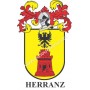 Porte-clés héraldique - HERRANZ - Personnalisé avec le nom, l'écusson de la famille et une brève description de l'origine généal