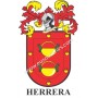 Heraldic keychain - HERRERA - Personalized with surname, family crest and brief description of the genealogical origin.