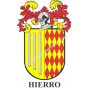 Heraldic keychain - HIERRO - Personalized with surname, family crest and brief description of the genealogical origin.