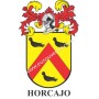 Heraldic keychain - HORCAJO - Personalized with surname, family crest and brief description of the genealogical origin.