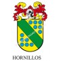 Llavero heráldico - HORNILLOS - Personalizado con apellido, escudo de la familia y breve descripción del origen genealógico.